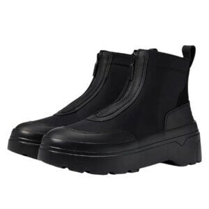 HUNTER Explorer Ankle Zipper Flatform Boots Black WFS1000LNY, Size 8